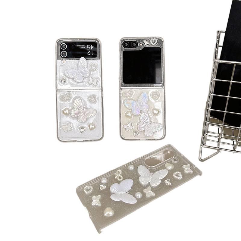 TPU Case for Samsung Galaxy Z Fold 5 with Butterfly Pattern and Pearl Rhinestone and Glitter and High Temperature Resistance in Butterfly Colour - Image 5