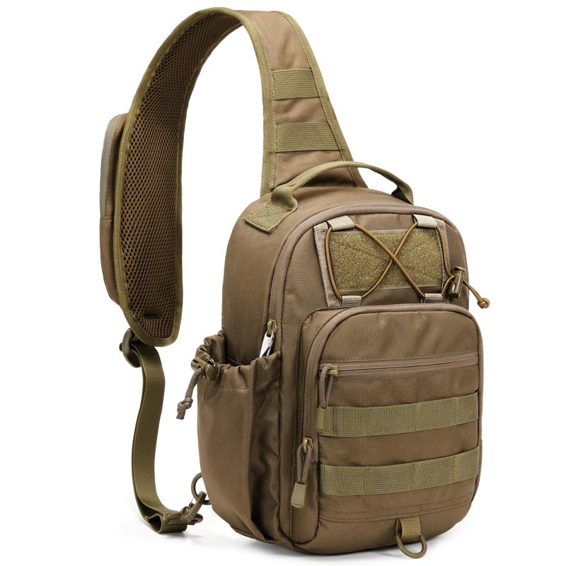 HALOVIE Anti-theft Tactical Sling Bag RFID Khaki Military Shoulder Bag with Phone Pack EDC Molle Crossbody Bag for men - Image 1