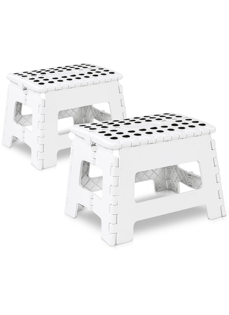 Utopia Home Utopia Home Folding Step Stool with 9 Inch Height Pack of 2  Holds Up to 300 lbs  Lightweight Plastic Foldable Step Stool for Kitchen Bathroom  Living Room White 