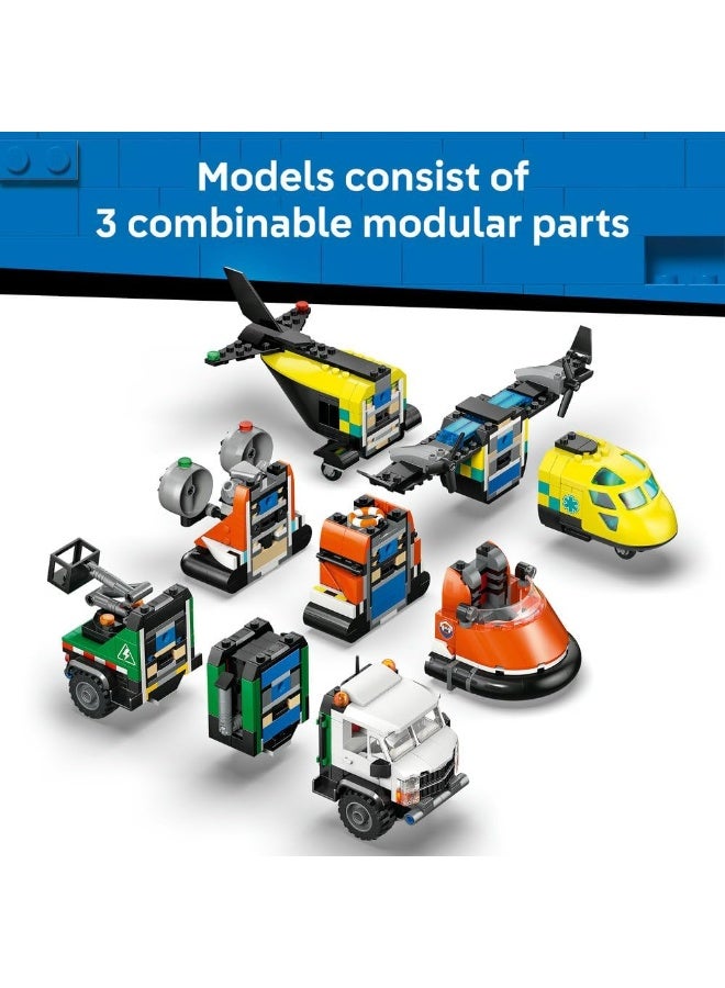 LEGO City 3in1 Airplane, Service Truck & Hovercraft Remix Toy - Mix & Match Model Vehicles Kit w/ 3 Minifigures - STEM Birthday Gift Idea for 7+ Year Old Boys - 60505 - Image 5