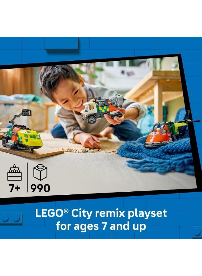 LEGO City 3in1 Airplane, Service Truck & Hovercraft Remix Toy - Mix & Match Model Vehicles Kit w/ 3 Minifigures - STEM Birthday Gift Idea for 7+ Year Old Boys - 60505 - Image 2