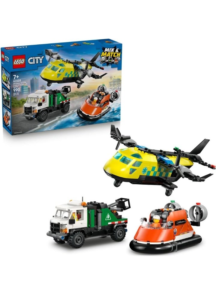 LEGO City 3in1 Airplane, Service Truck & Hovercraft Remix Toy - Mix & Match Model Vehicles Kit w/ 3 Minifigures - STEM Birthday Gift Idea for 7+ Year Old Boys - 60505 - Image 1