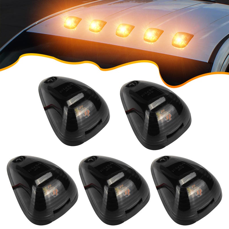 أضواء علامة السقف للسيارة PSEQT 10 LED برتقالية مدخنة لأضواء التوضيح والتشغيل لفورد F250 F350 F450 F550 شاحنات البيك أب SUV 5 قطع عدسة مدخنة