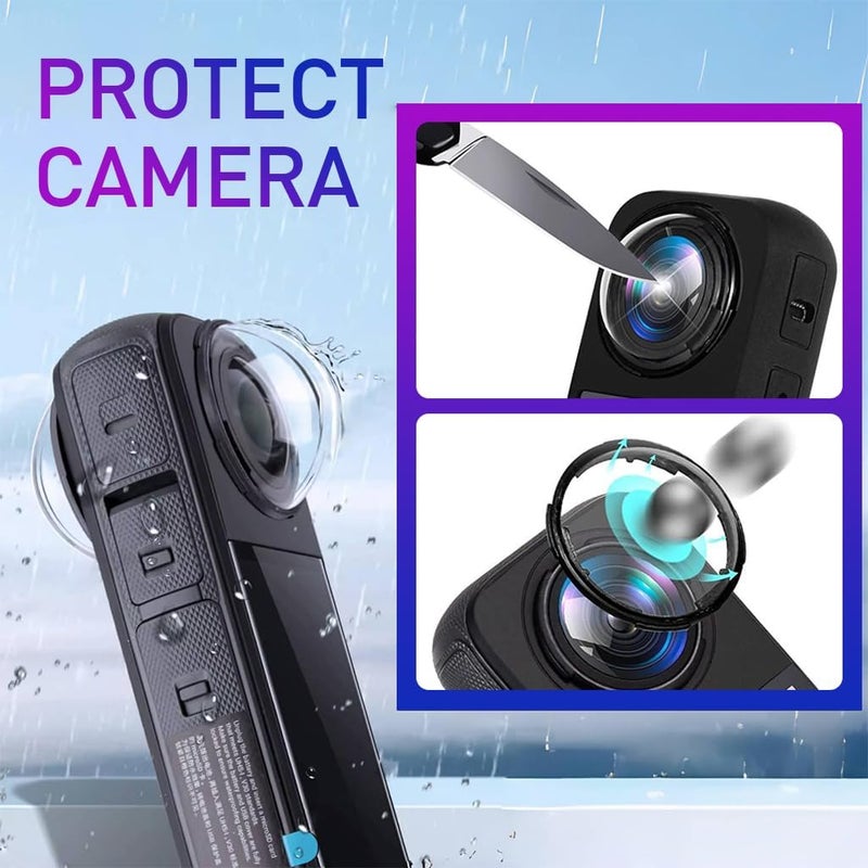 Careflection Lens Cover for Insta360 X4 Camera, Lens Cap HD Lens Cover for Insta360 X4 Camera Lens Protector Dust Proof Anti-Scratch Protective Cover Not Include X4 Sports Action Camera - Image 4