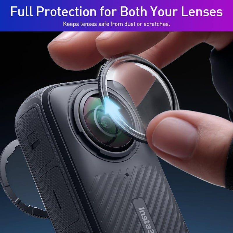 Careflection Lens Cover for Insta360 X4 Camera, Lens Cap HD Lens Cover for Insta360 X4 Camera Lens Protector Dust Proof Anti-Scratch Protective Cover Not Include X4 Sports Action Camera - Image 5