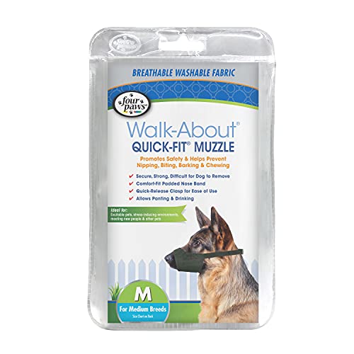 Four Paws Walk-About Quick-Fit Adjustable Dog Muzzle for Medium Dogs, Washable & Breathable, Black, 1 Count - Image 4