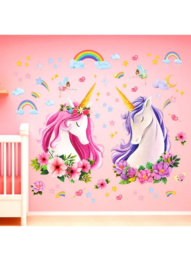 Decowall Sg2105 Large Unicorn Wall Stickers Rainbow Kids Colorful Decals Removable For Girls Nursery Bedroom Living Room Art Home Decor Decoration Toddler Little Princess Childrens - Image 1