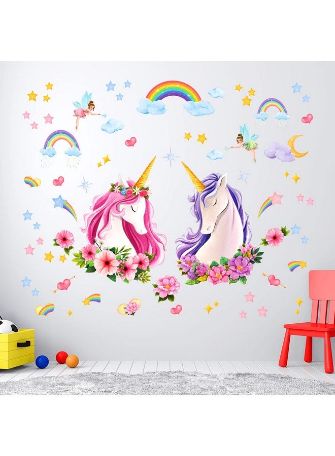Decowall Sg2105 Large Unicorn Wall Stickers Rainbow Kids Colorful Decals Removable For Girls Nursery Bedroom Living Room Art Home Decor Decoration Toddler Little Princess Childrens - Image 3