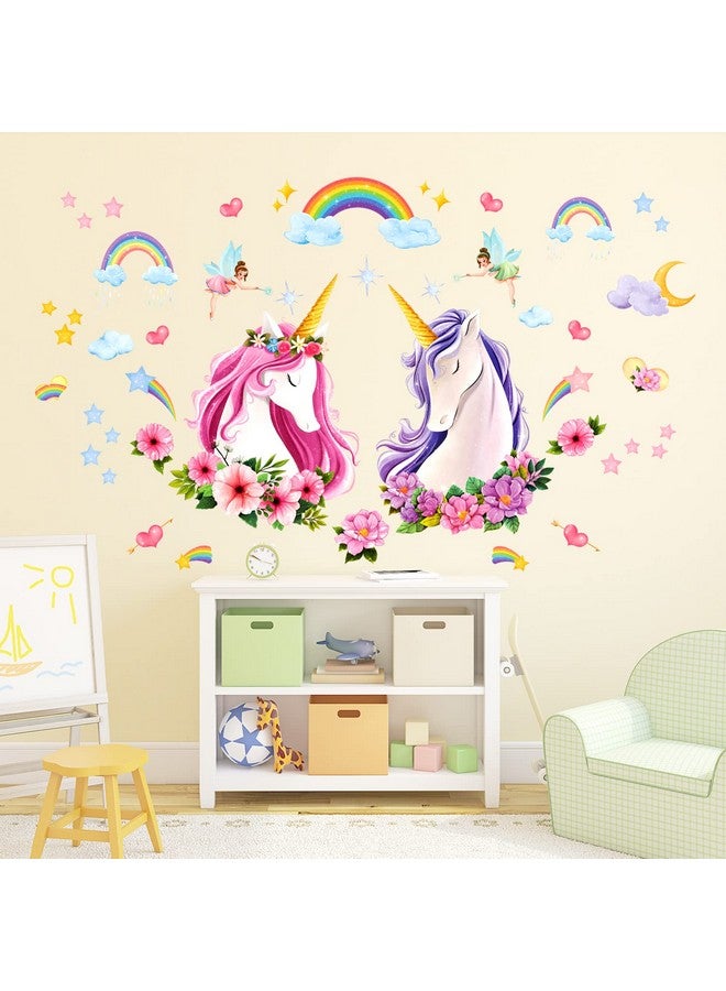Decowall Sg2105 Large Unicorn Wall Stickers Rainbow Kids Colorful Decals Removable For Girls Nursery Bedroom Living Room Art Home Decor Decoration Toddler Little Princess Childrens - Image 4