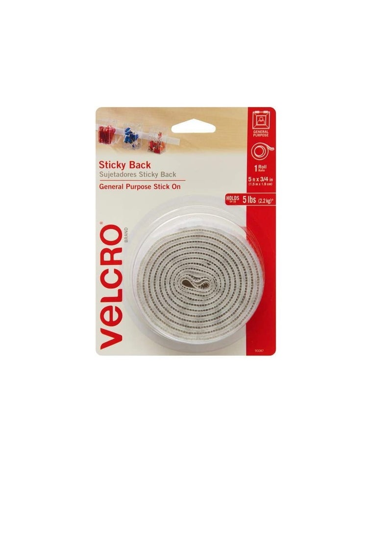 Velcro Velcro General Purpose Stick on Tape White 1.5 Meter X 3/4 Inch - Hold Up to 2.2Kg - Image 1