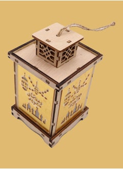 يوويل فانوس رمضان خشبي، ديكور رمضان كريم، ضوء فانوس زينة العيد، للاستخدام الداخلي والخارجي، ديكور ضوء رمضان  - Image 3
