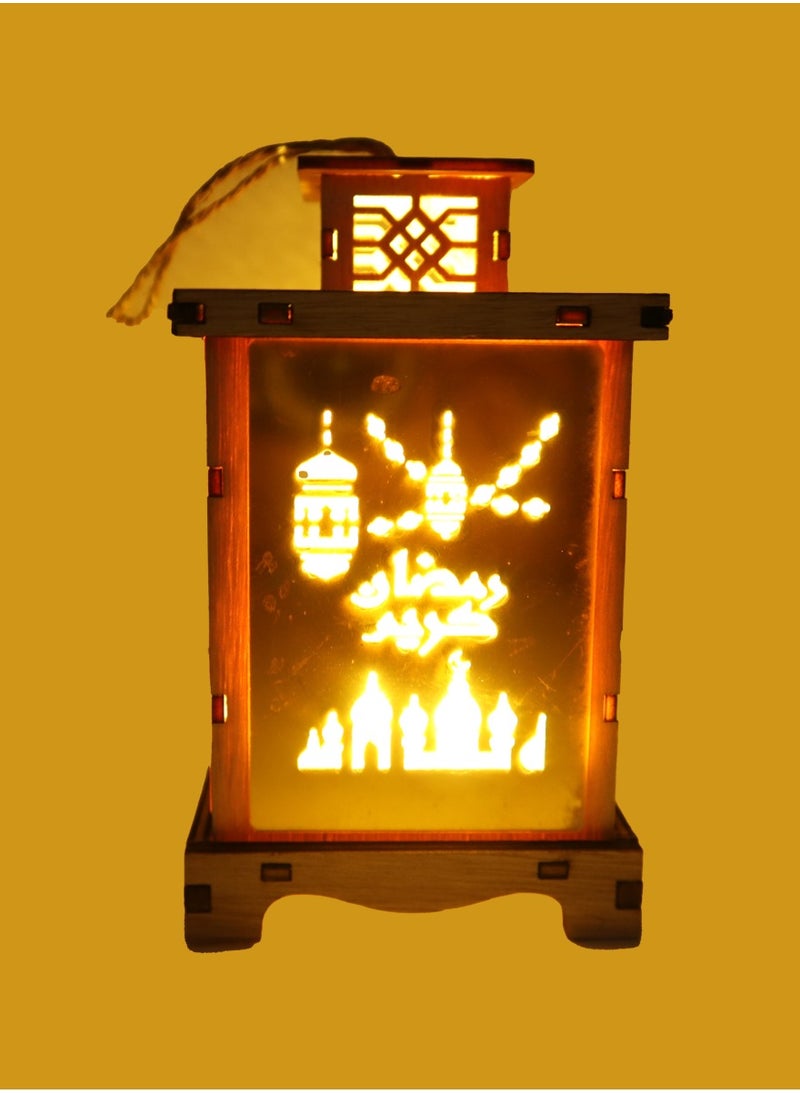 Yuwell Wooden Ramadan Lantern Ramadan Kareem Decoration Light Eid Decoration Lantern Lamp For Indoor And Outdoor Use Decoration Ramadan Light  - Image 5