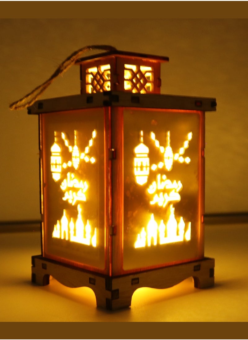 Yuwell Wooden Ramadan Lantern Ramadan Kareem Decoration Light Eid Decoration Lantern Lamp For Indoor And Outdoor Use Decoration Ramadan Light  - Image 4