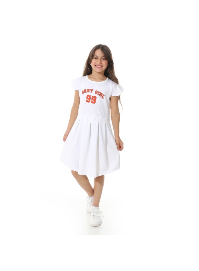 Red Circle "Baby Girls 99" Printed Cap Sleeves Dress - Image 1