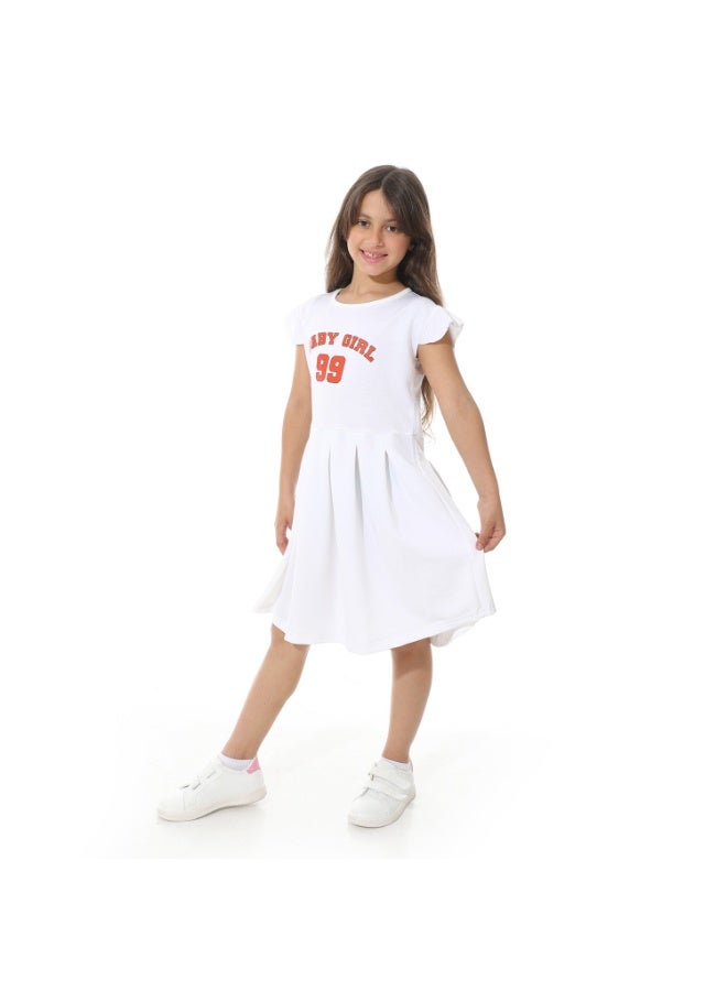 Red Circle "Baby Girls 99" Printed Cap Sleeves Dress - Image 2