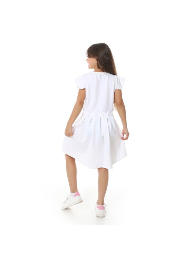 Red Circle "Baby Girls 99" Printed Cap Sleeves Dress - Image 3
