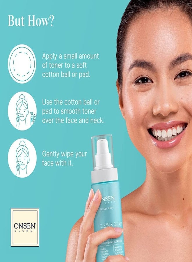 Onsen Secret Clean & Clear Face Toner - Balancing & Replenishing Astringent Daily Perfecting & Revitalizing Toner w/Witch Hazel, Aloe Vera, Green Tea, Alcohol-Free, Skin Care Toner for Face - Image 5