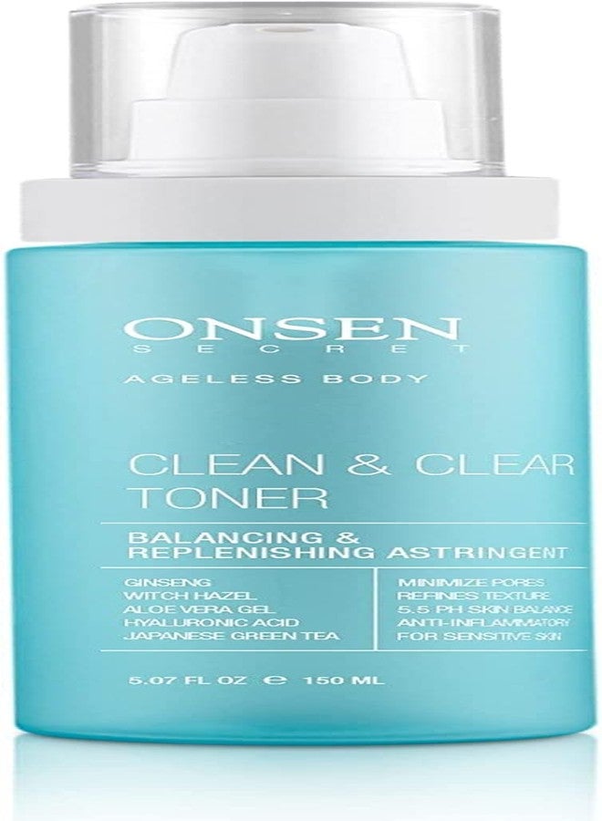 Onsen Secret Clean & Clear Face Toner - Balancing & Replenishing Astringent Daily Perfecting & Revitalizing Toner w/Witch Hazel, Aloe Vera, Green Tea, Alcohol-Free, Skin Care Toner for Face - Image 1