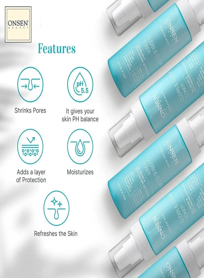 Onsen Secret Clean & Clear Face Toner - Balancing & Replenishing Astringent Daily Perfecting & Revitalizing Toner w/Witch Hazel, Aloe Vera, Green Tea, Alcohol-Free, Skin Care Toner for Face - Image 3