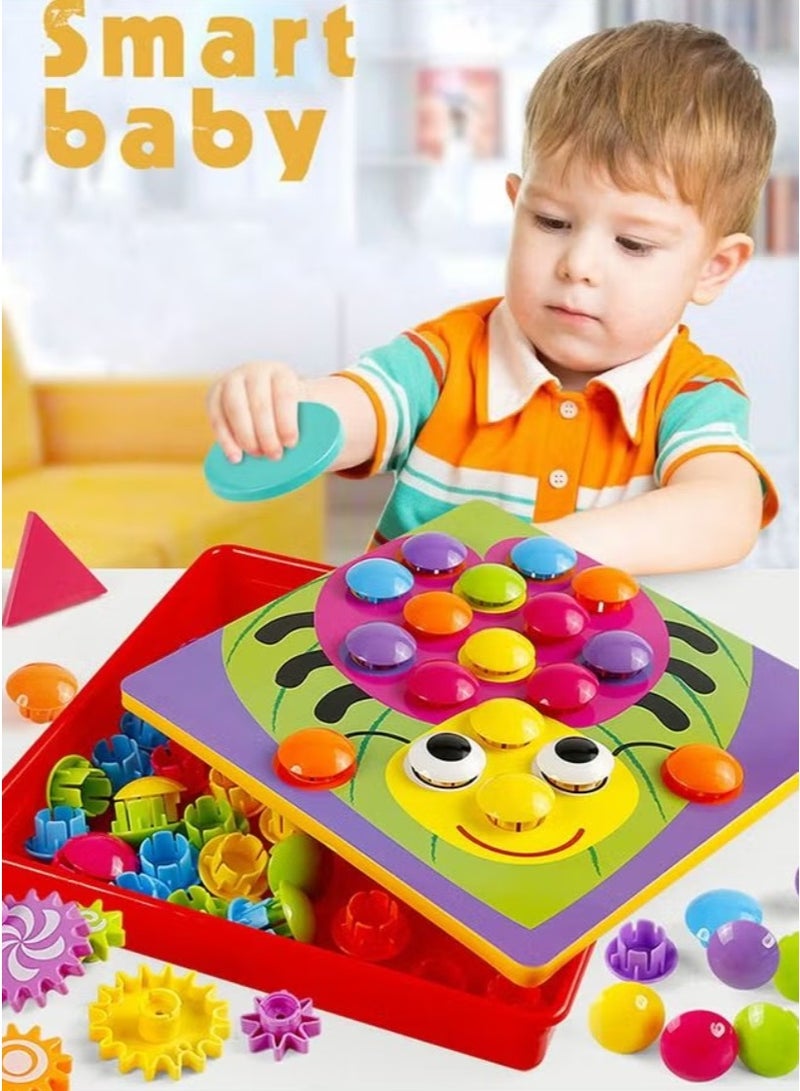 Creative Jigsaw 3D Plastic Mushroom Nails Puzzle Toy Early Development Educational Building Blocks Board Game - Image 3