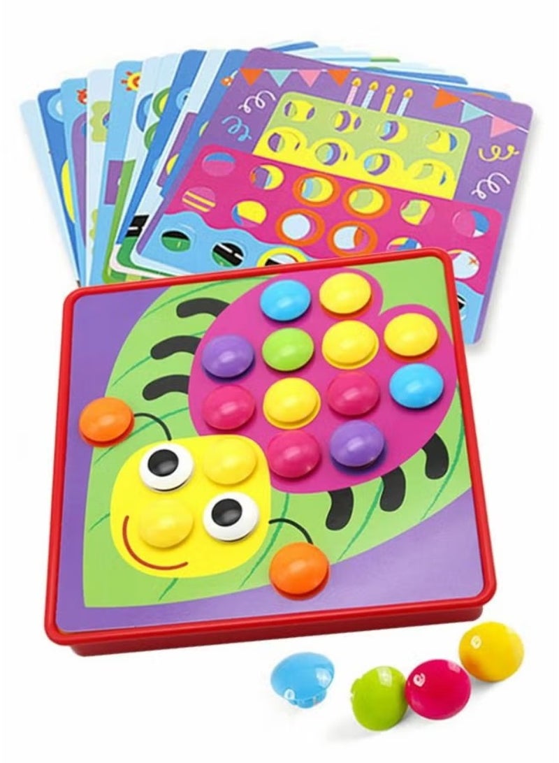 Creative Jigsaw 3D Plastic Mushroom Nails Puzzle Toy Early Development Educational Building Blocks Board Game - Image 1