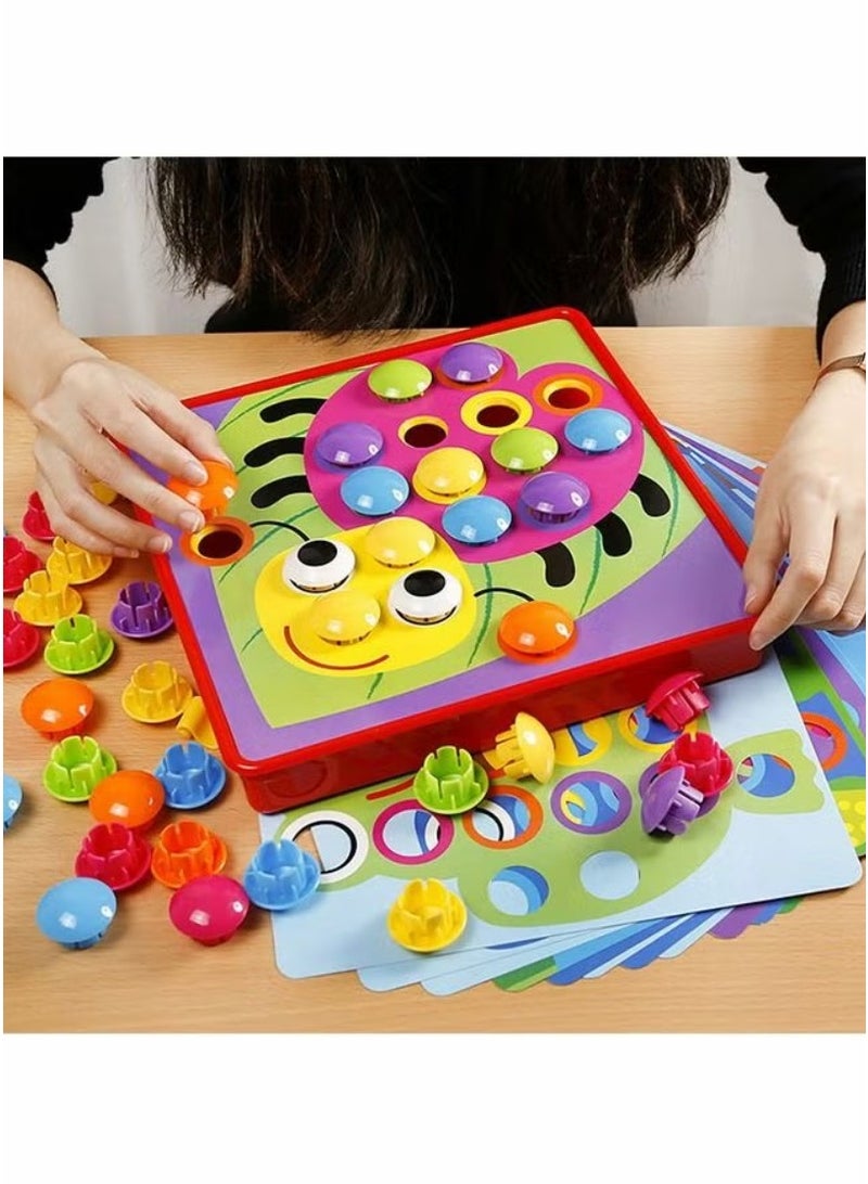 Creative Jigsaw 3D Plastic Mushroom Nails Puzzle Toy Early Development Educational Building Blocks Board Game - Image 4