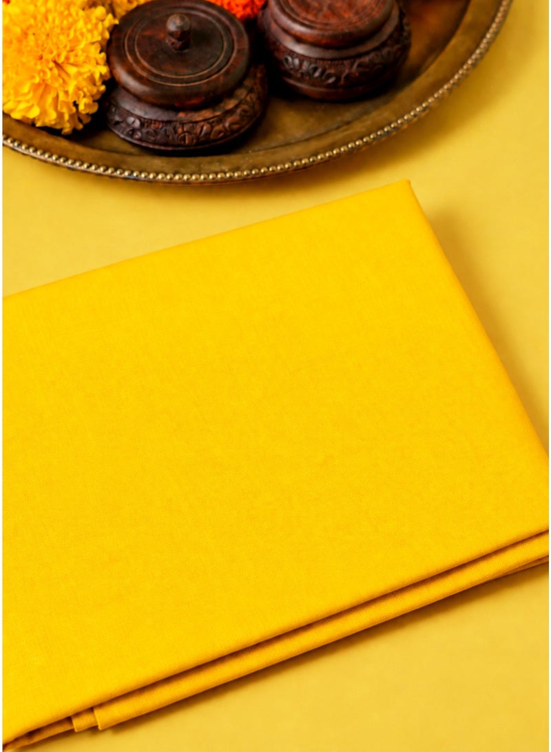Madhoor Pure Cotton Pooja Cloth Yellow for Altar Preparation, Deity Covering & Ceremonies, 1.25 Yard - Image 2