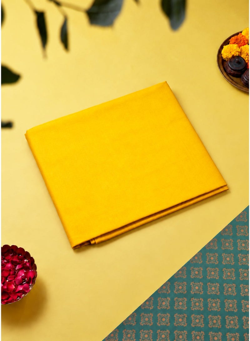 Madhoor Pure Cotton Pooja Cloth Yellow for Altar Preparation, Deity Covering & Ceremonies, 1.25 Yard - Image 1