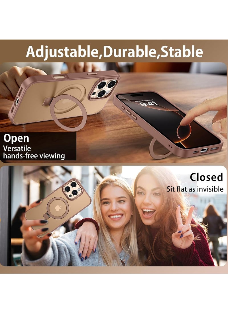 YoYoTech - Desert Titanium Magnetic Kickstand Case Compatible for iPhone 16 Pro Max Case Matte Finish [15th Feet Height Drop Tested] Matte Translucent Compatible with MagSafe. - Image 1