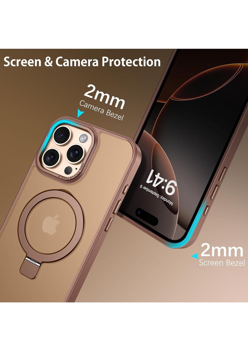YoYoTech - Desert Titanium Magnetic Kickstand Case Compatible for iPhone 16 Pro Max Case Matte Finish [15th Feet Height Drop Tested] Matte Translucent Compatible with MagSafe. - Image 1