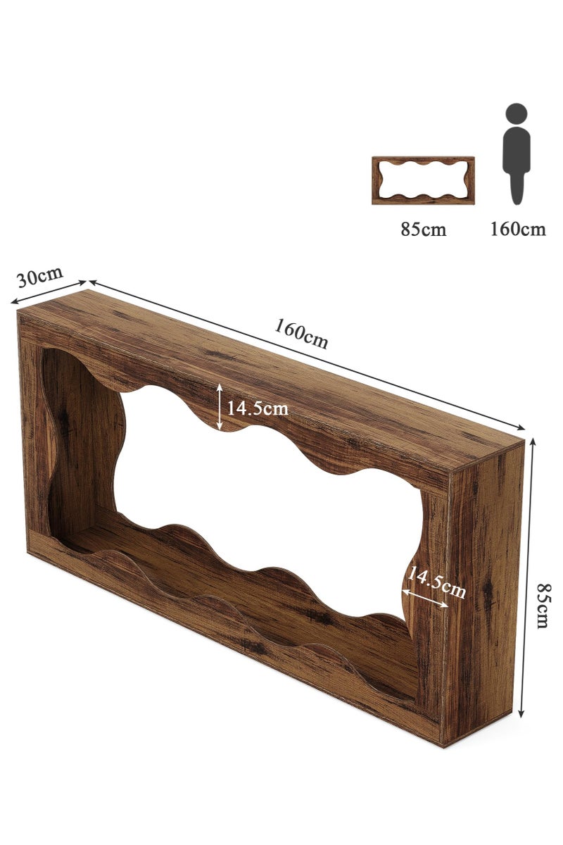 Yanara Farmhouse Console Table with Storage, Couch Table Behind Sofa, Long Entryway Sofa Station, Narrow Console Stand, Hallway Stand for Entryway Living Room, 160cm L x 30cm D x 85cm H, Brown - Image 2
