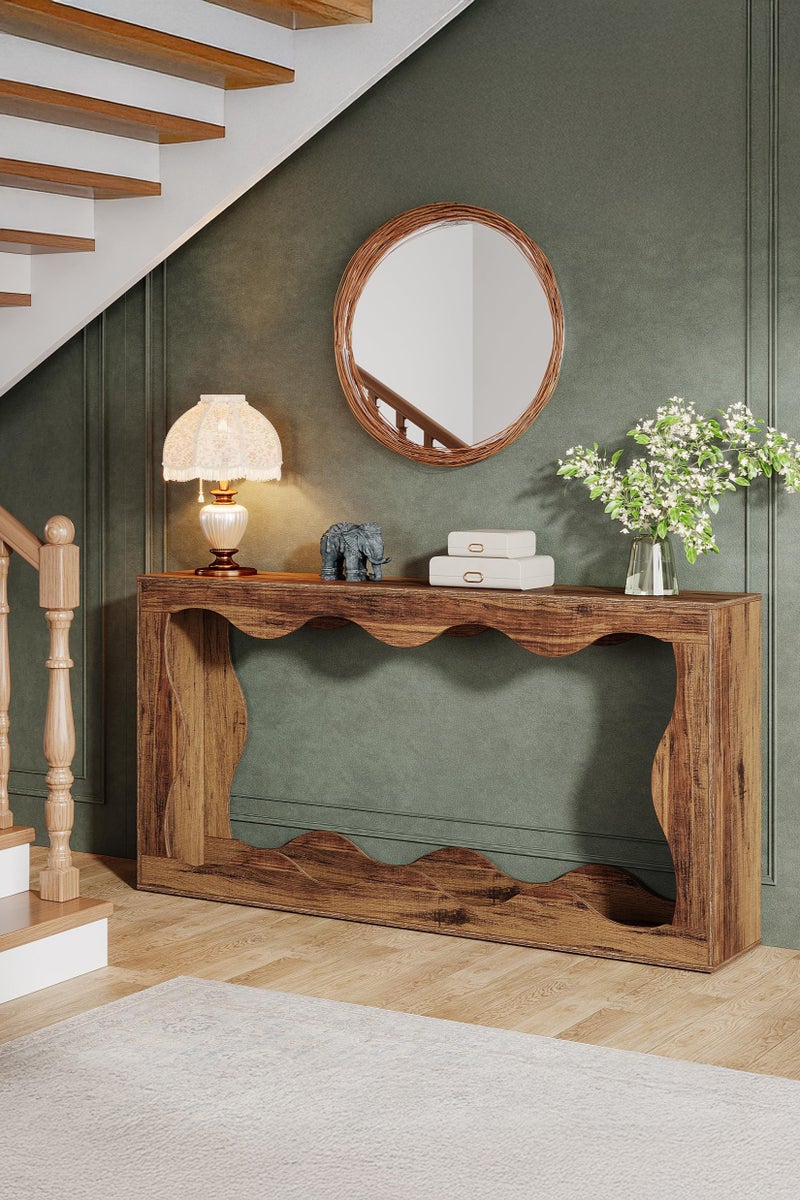 Yanara Farmhouse Console Table with Storage, Couch Table Behind Sofa, Long Entryway Sofa Station, Narrow Console Stand, Hallway Stand for Entryway Living Room, 160cm L x 30cm D x 85cm H, Brown - Image 5