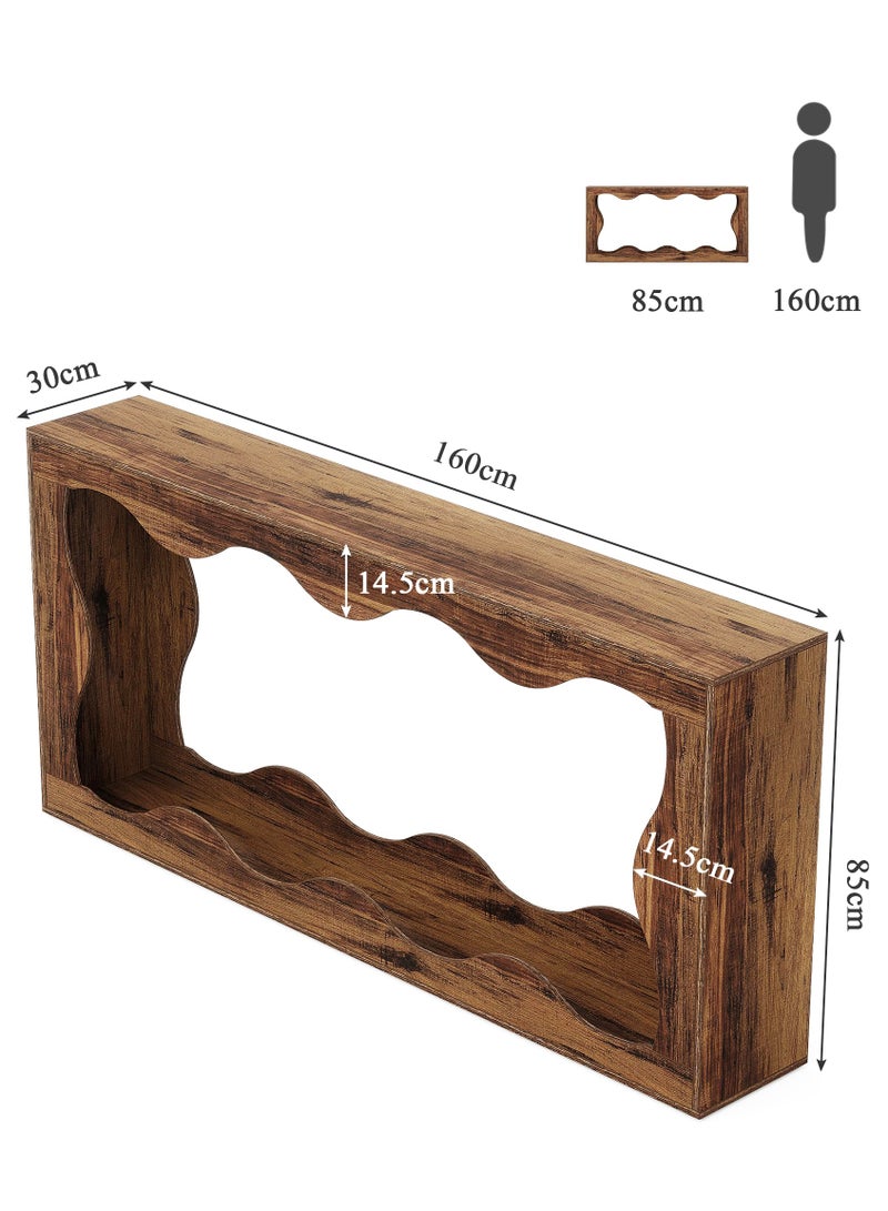 يانارا رف مدخل مفتوح بتخزين خشب بني، تصميم ريفي 160×30×85 سم للمداخل والصالات والممرات الضيقة - Image 2