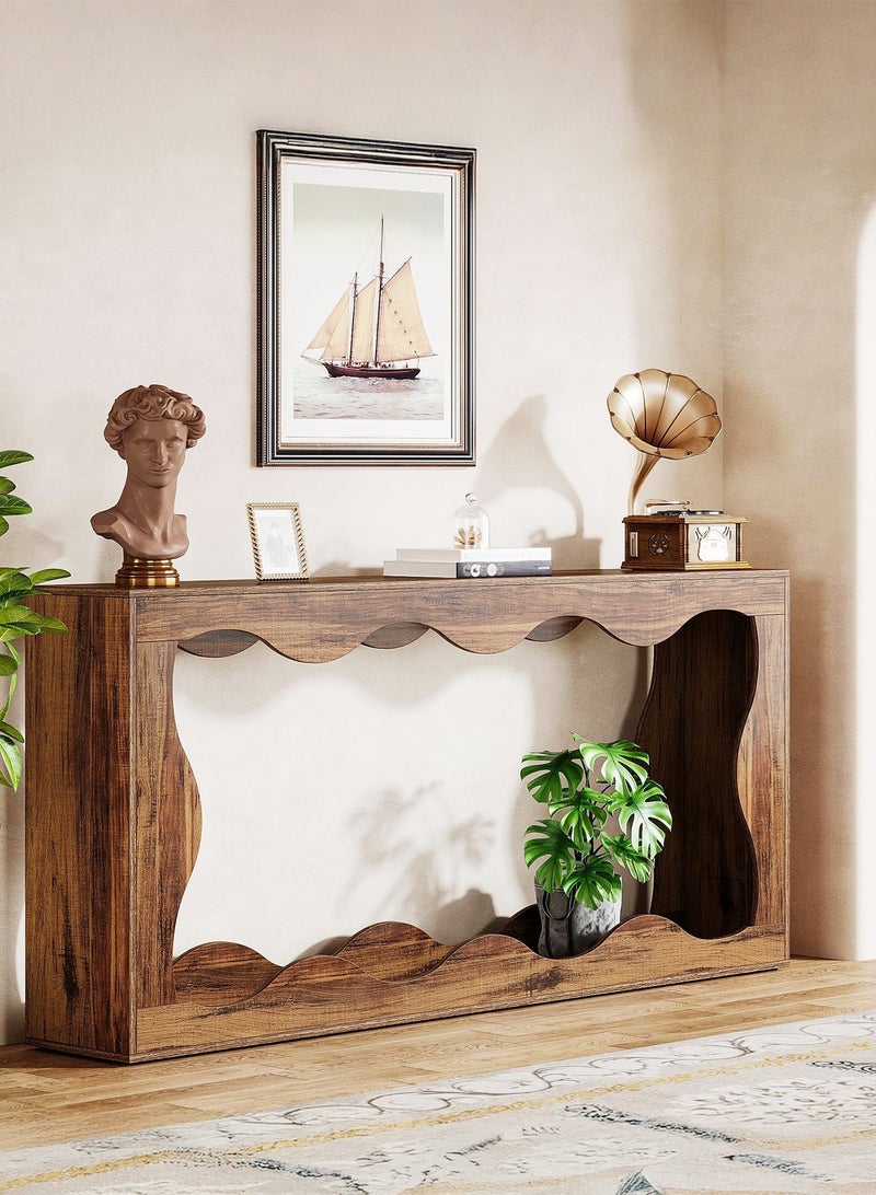 يانارا رف مدخل مفتوح بتخزين خشب بني، تصميم ريفي 160×30×85 سم للمداخل والصالات والممرات الضيقة - Image 3
