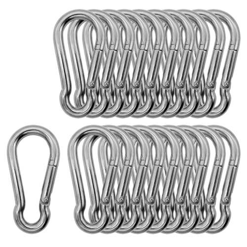 Outmate Marine Grade 316 Stainless Steel Carabiners 157 inch Heavy Duty Durable RustFree Clips for Gym Swing Dog Leashes Hammocks Keychains and More316M4Pack of 20 - Image 1