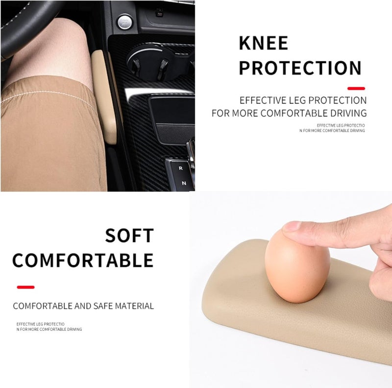 ONISMEZ 2Pack Car Armrest Cushion, Soft Leather Universal Knee Leg Elbow Pad, Center Console Thigh Support Pillow, Comfort Armrest for Car Interior Accessories(Beige) - Image 3