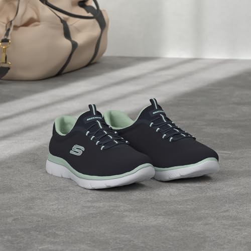Skechers womens Summits Sneaker, Navy/Aqua, 8 Wide US - Image 2