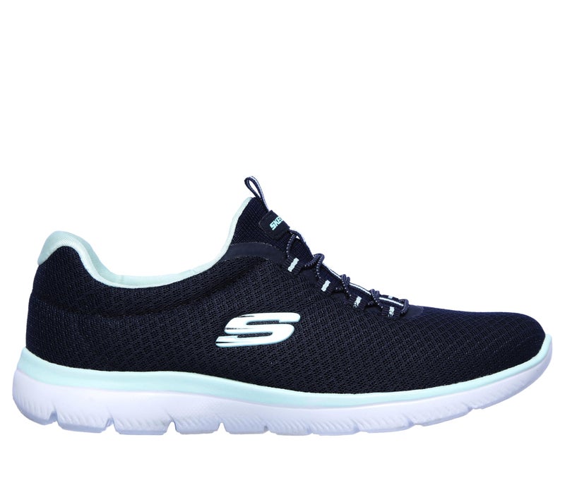 Skechers womens Summits Sneaker, Navy/Aqua, 8 Wide US - Image 4
