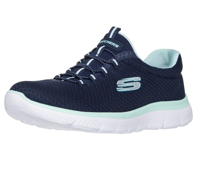Skechers womens Summits Sneaker, Navy/Aqua, 8 Wide US - Image 1