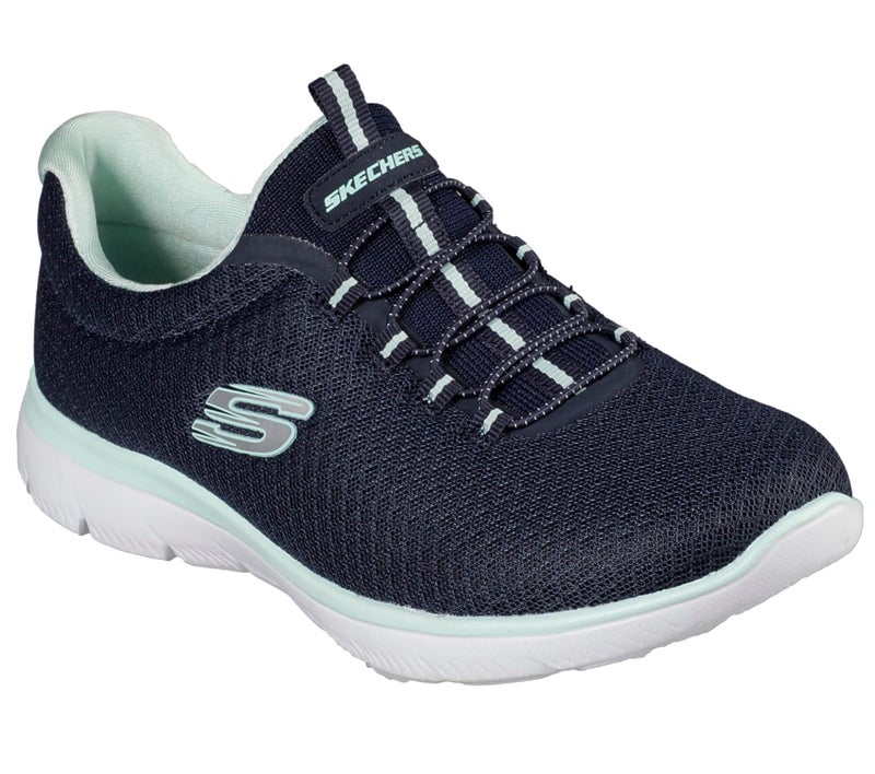 Skechers womens Summits Sneaker, Navy/Aqua, 8 Wide US - Image 3