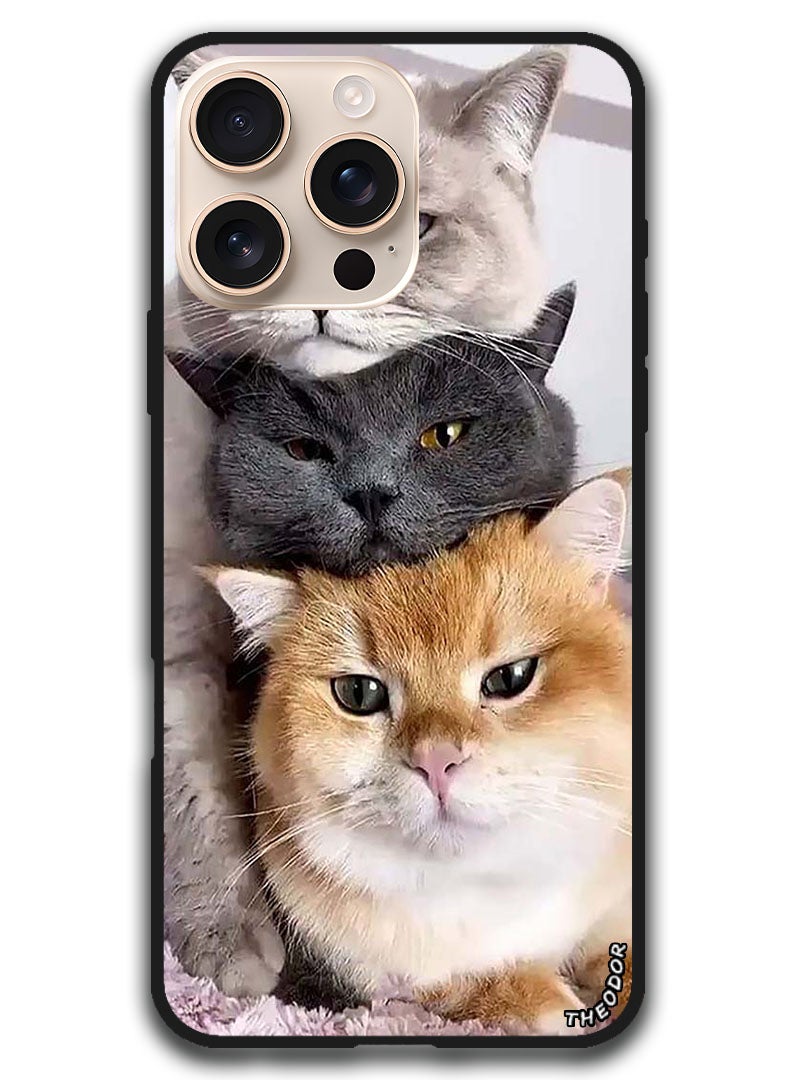 Theodor Protective Case Anti Scratch Shock Proof Bumper Cover For iPhone 16 Pro Max (6.9)-inch Cats - Image 1