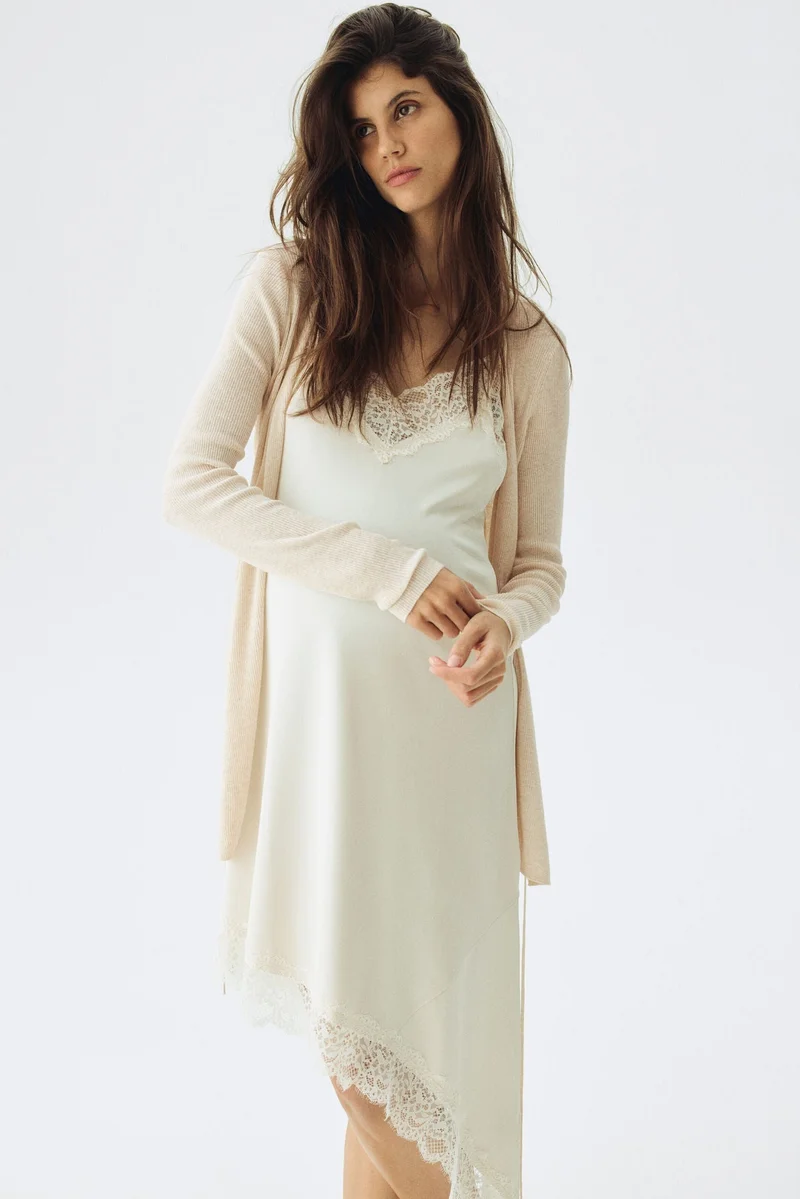 H&M MAMA Rib-knit wrap cardigan