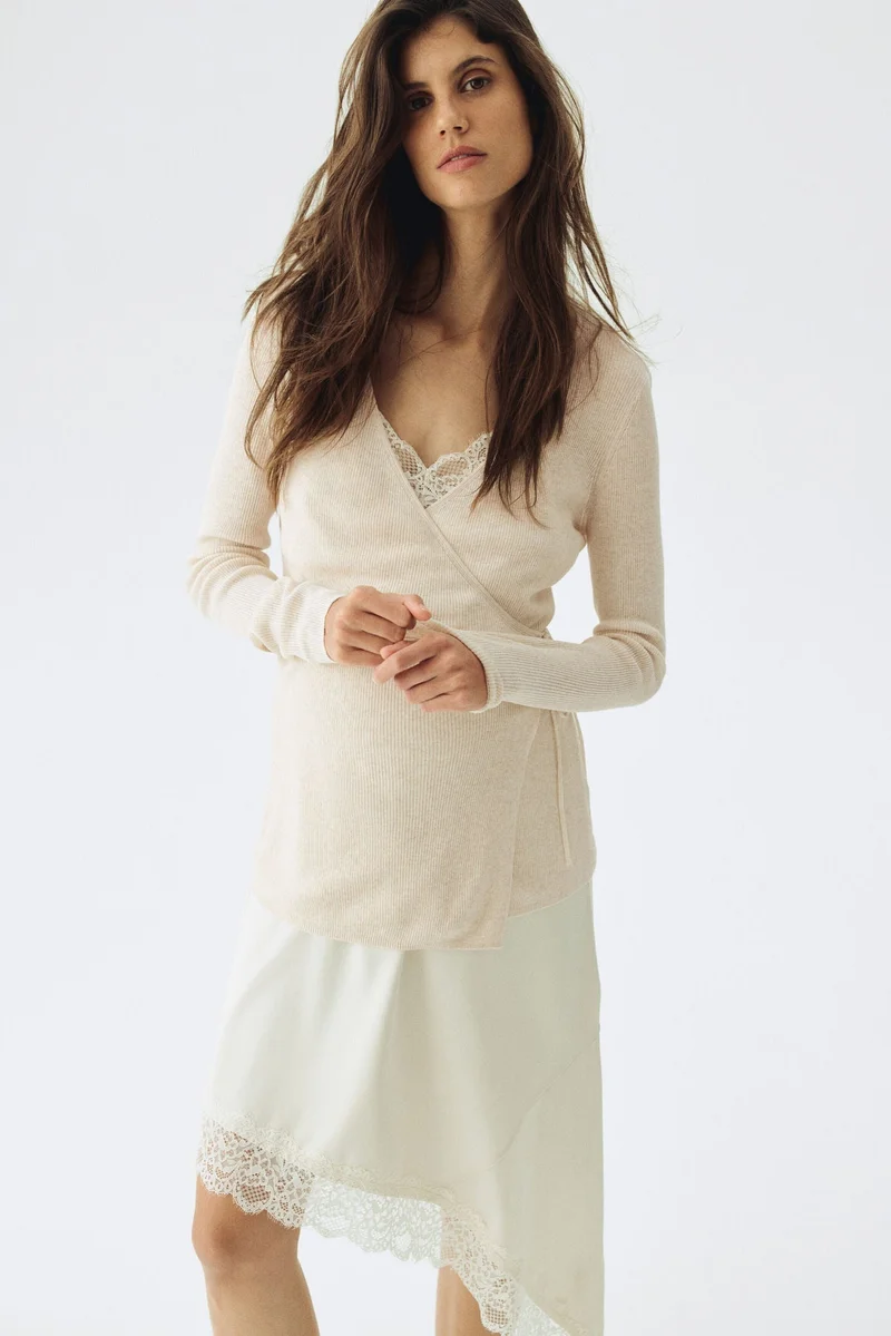 MAMA Rib-knit wrap cardigan