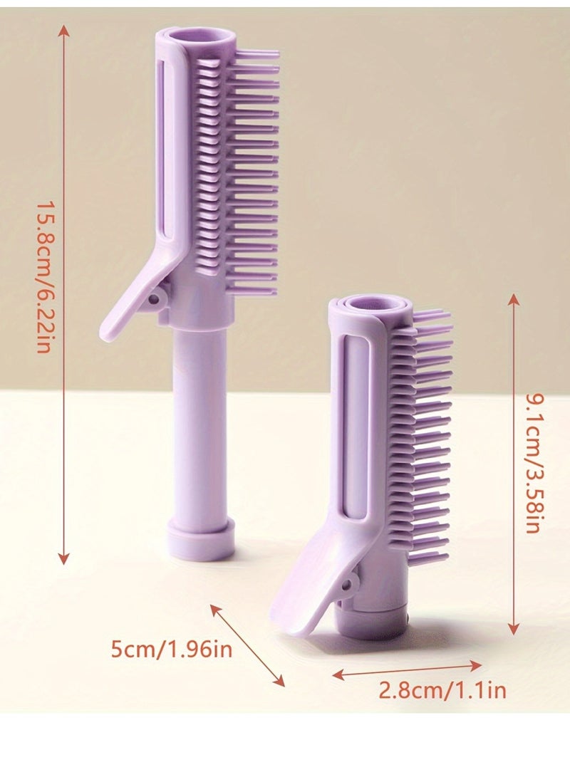 1Pcs Volume Hair Clips | Styling Clip Hair Comb | Curling Make Up Brush Roller Tool Curlers on Top of Head, 2-in-1 Retractable Styling Comb Wavy Hair Products for Hair Salon, Purple - Image 3