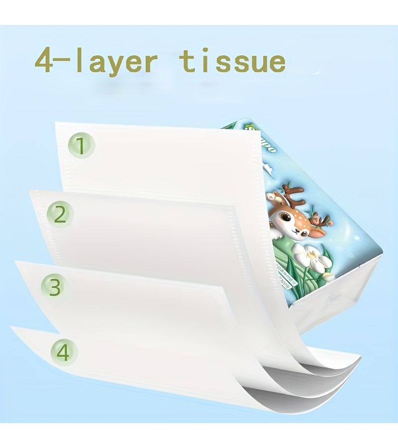 1Packs Premium Facial Tissue 300 Tissues Per Pack Durable Absorbent Napkins Paper For Home Dorm Office Company Outdoor Cleaning Supplies - Image 4