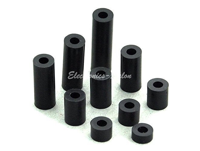 REES52 100 Pcs Black Nylon Round Spacer Assortment Kit, for M3 Screws, Plastic. - Image 5