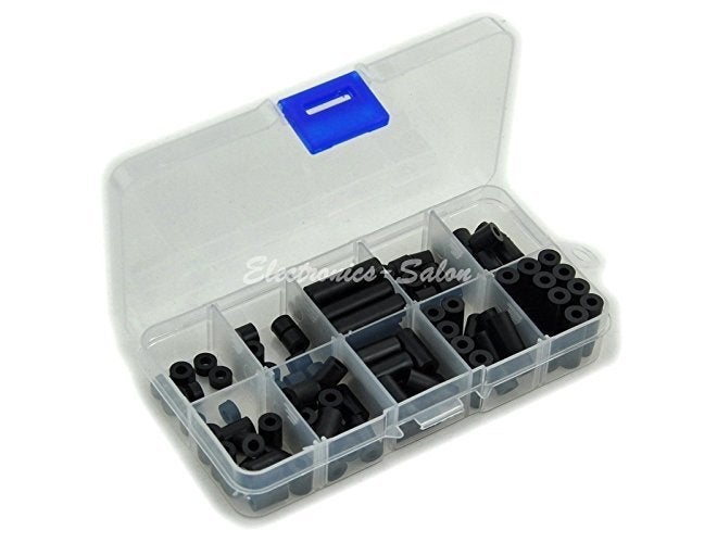 REES52 100 Pcs Black Nylon Round Spacer Assortment Kit, for M3 Screws, Plastic. - Image 3