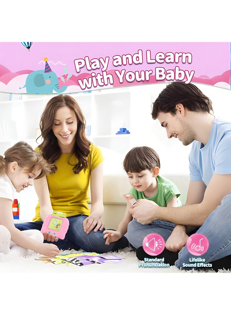 MAGIC VAULT English Arabic Learning toy , Talking Flash Cards Educational Toys - Talking Flashcards Learning Toys for Toddlers - Montessori Toys Flash Cards for Age 2 3 4 5 6 (PINK)  - Image 3