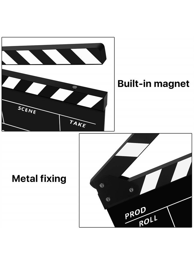 Flexzion Acrylic Plastic Clapboard Director's Clapper Board Dry Erase Cut Action Scene Slateboard for Hollywood Camera Film Studio Home Movie Video 10x12" with Black/White Sticks - Image 3