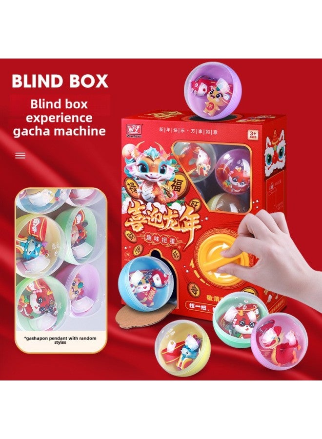Children's Egg Twisting Machine Toy Grab Doll Clip Doll Machine Small Pinch Music Blind Egg Kindergarten Gift Machine Blind Box-Color:HAPPY DRAGON YEAR Egg Twisting Machine - Image 1